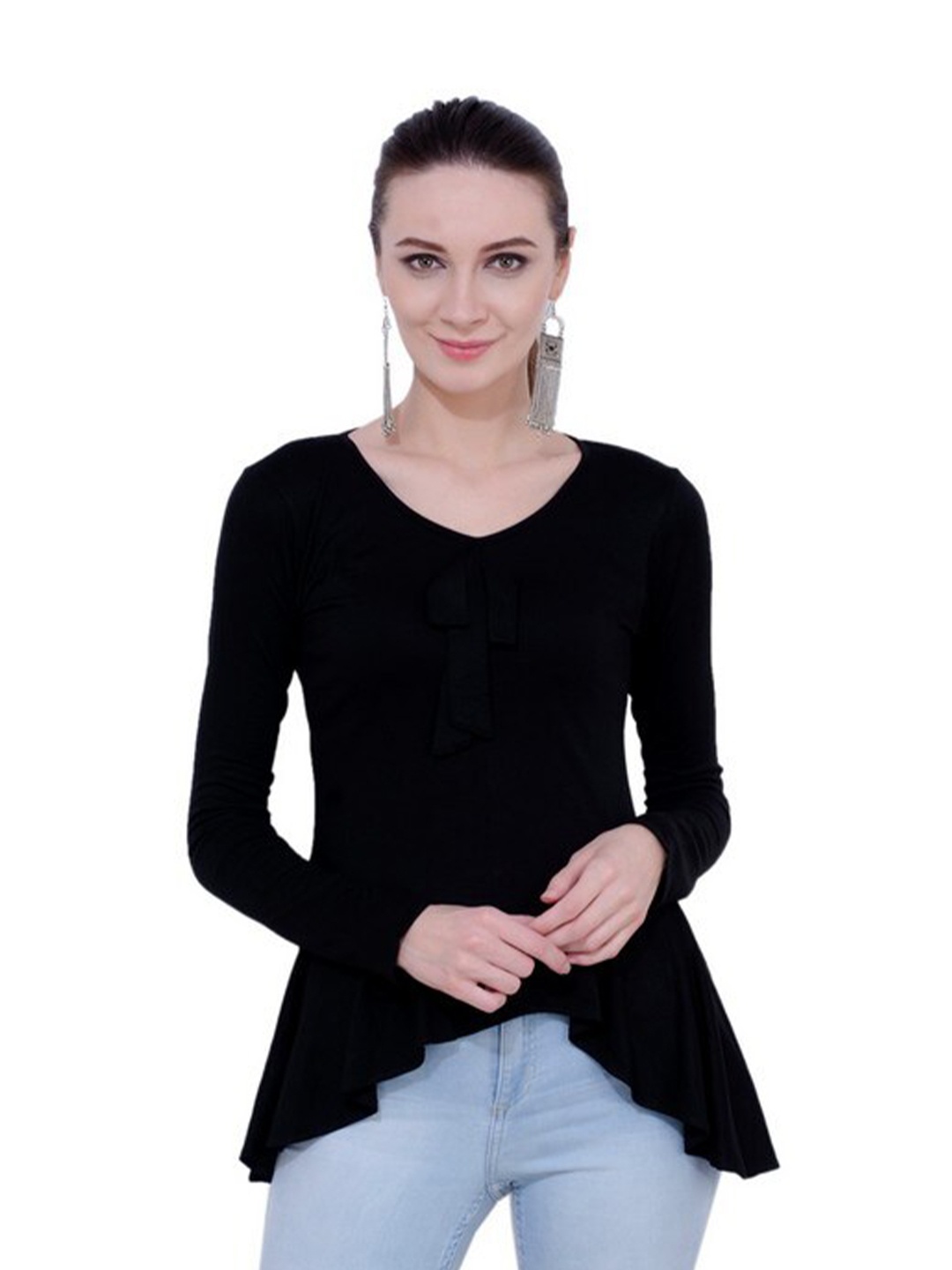 

Karmic Vision V-Neck Knitted Top, Black