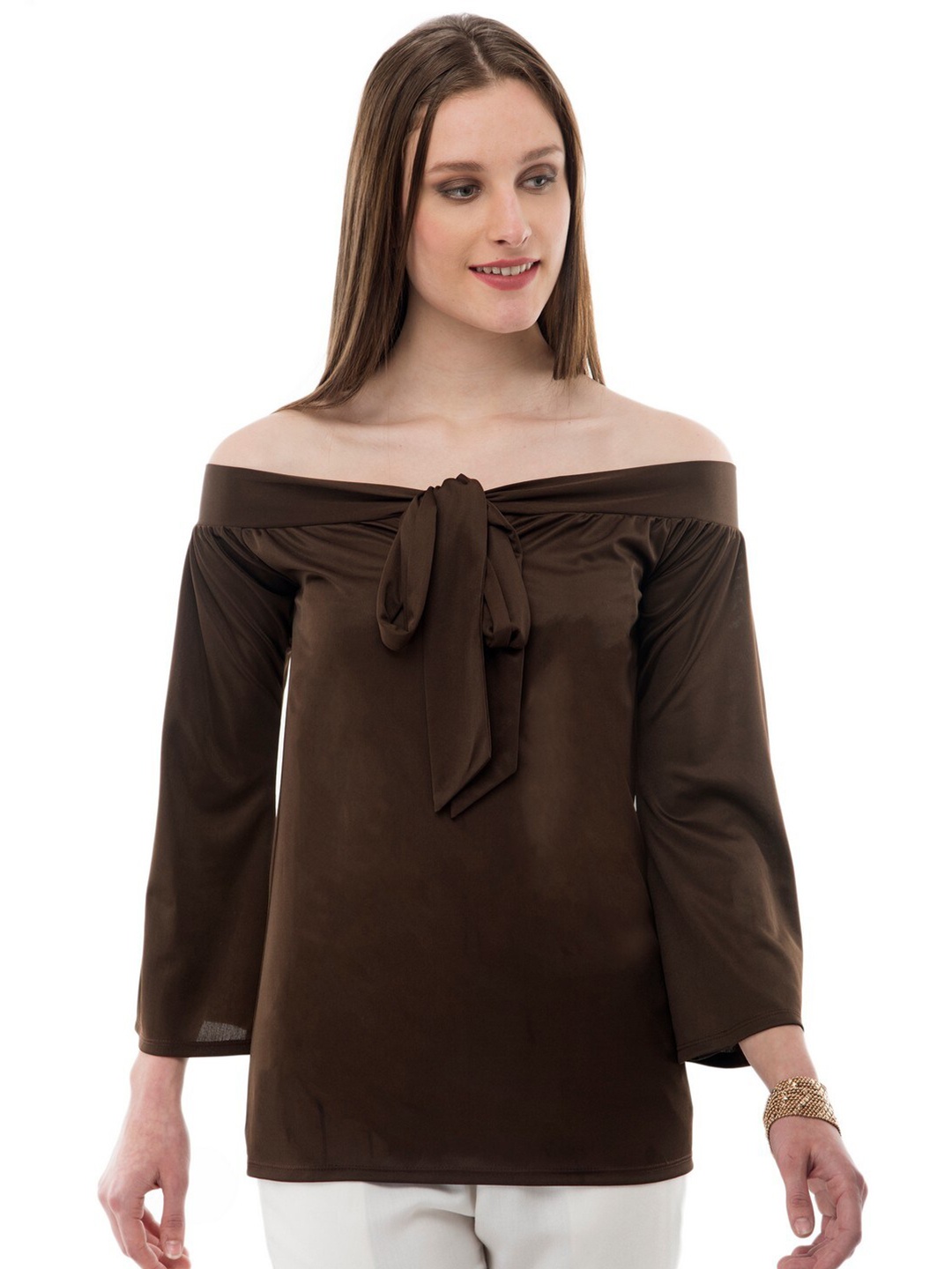 

Karmic Vision Off-Shoulder Top, Brown