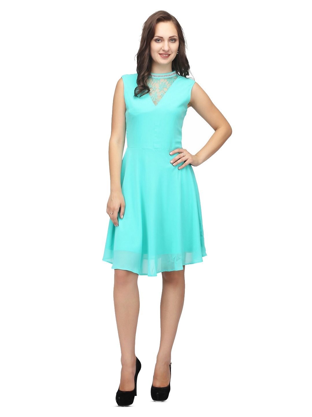 

Karmic Vision Round Neck Fit & Flare Dress, Blue