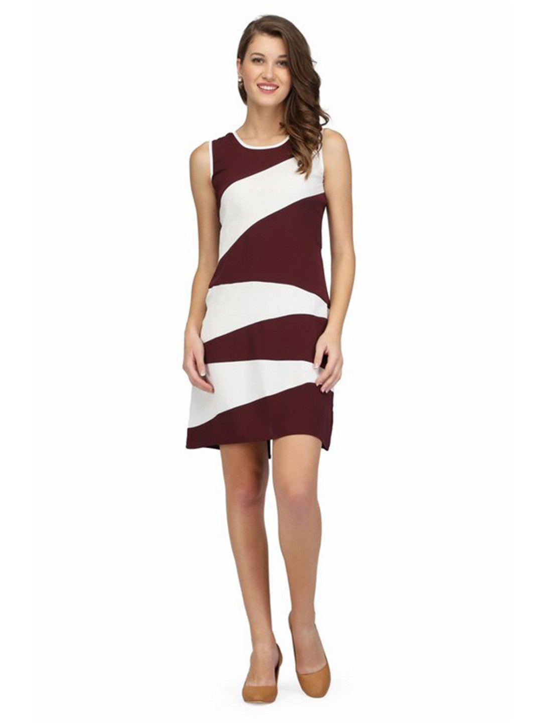 

Karmic Vision Round Neck A-Line Dress, Brown