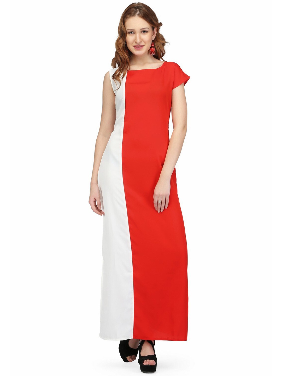 

Karmic Vision Colourblocked Crepe Maxi Dress, Red