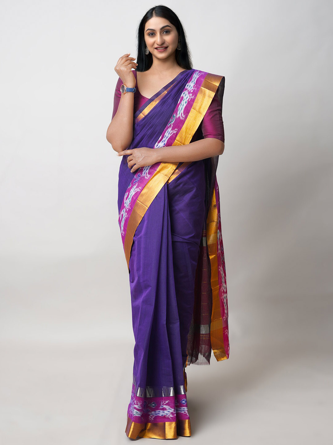 

Unnati Silks Cotton Handloom Pochampally Saree, Blue