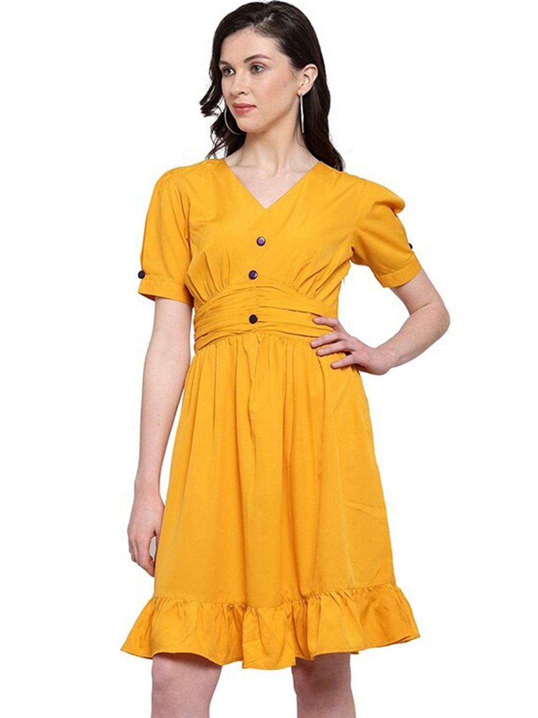 

Karmic Vision Crepe Fit & Flare Dress, Yellow