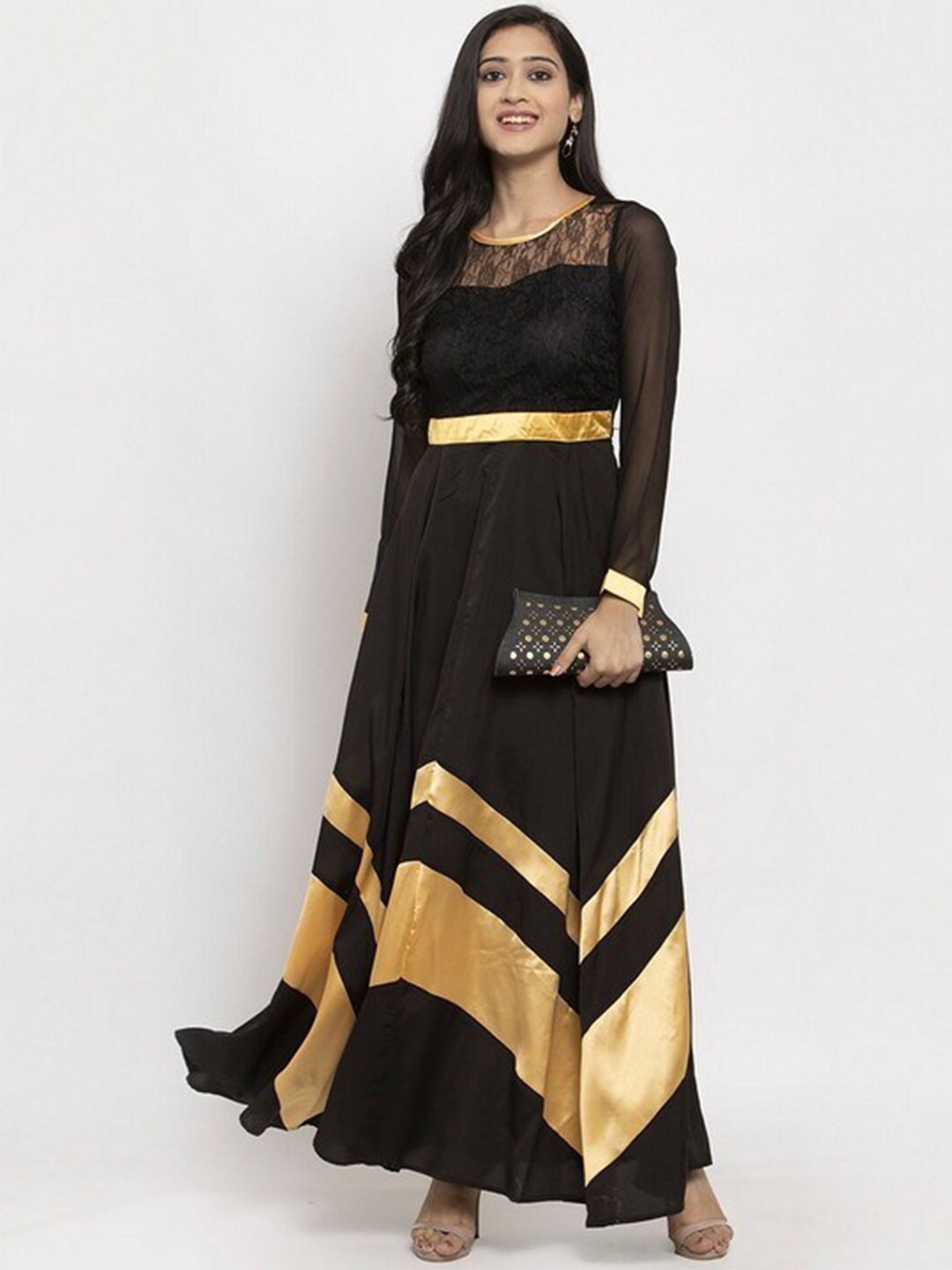 

Karmic Vision Self Design Crepe Maxi Dress, Black