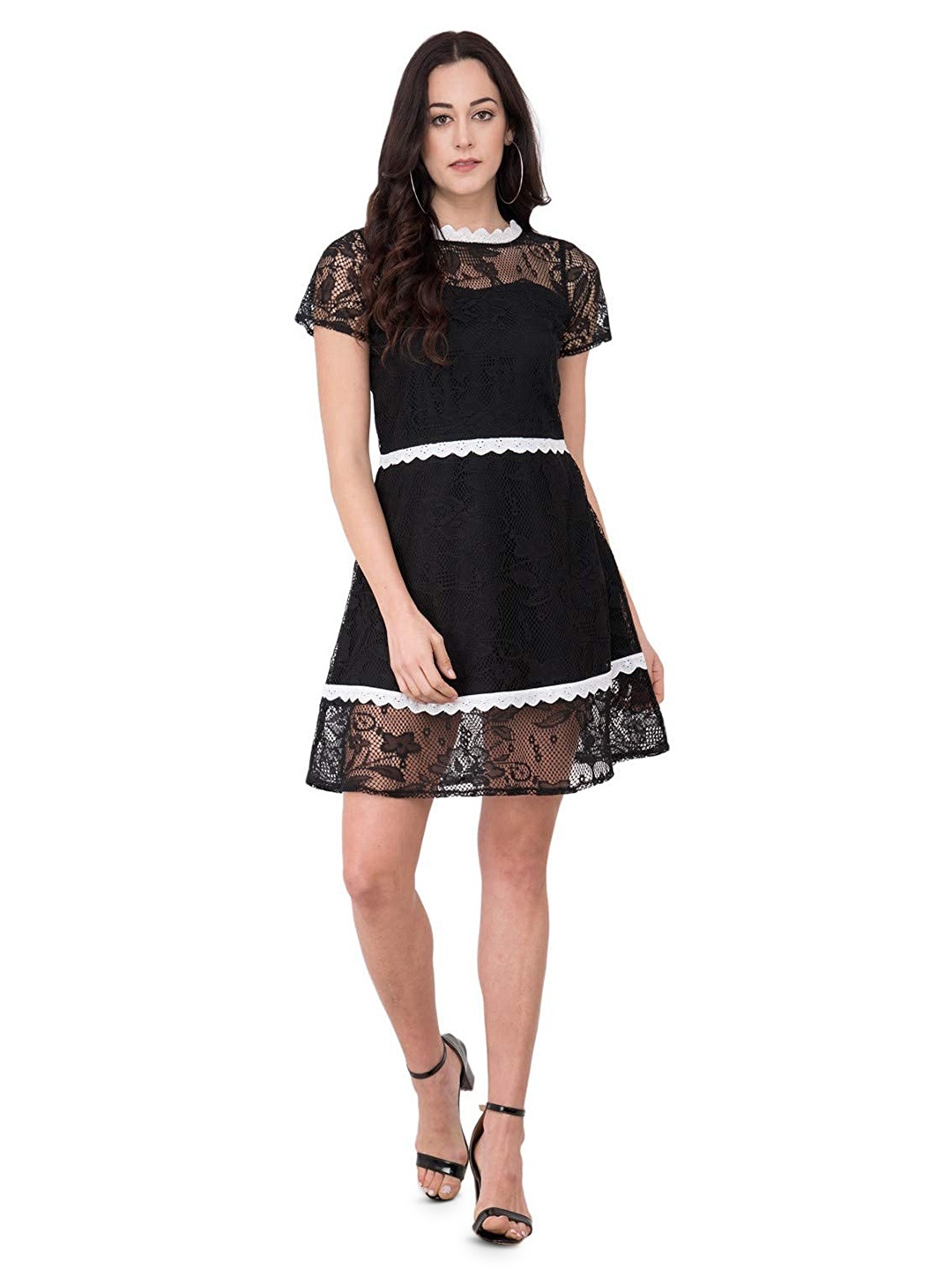 

Karmic Vision Round Neck Fit & Flare Dress, Black
