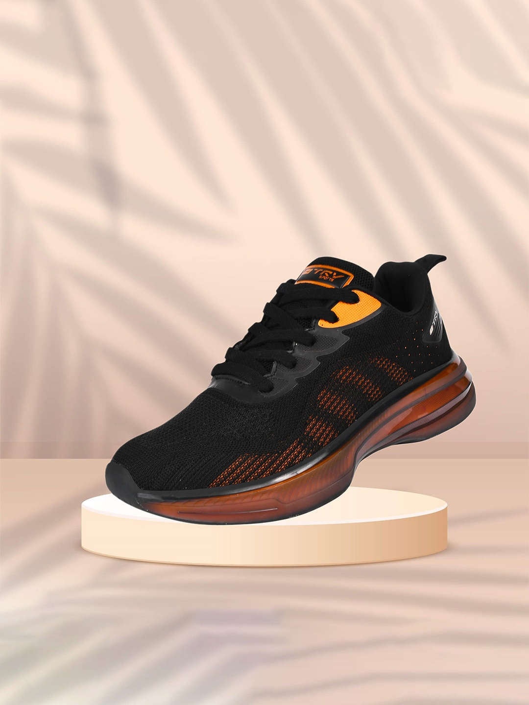 

TRV Men Round Toe Mesh Lace-Ups Walking Shoes, Black