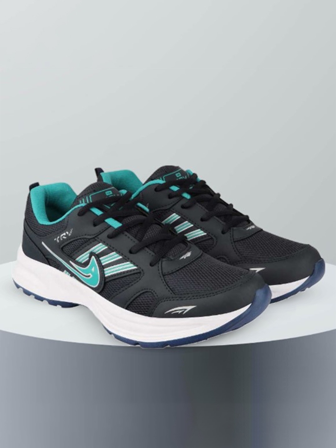 

TRV Men Round Toe Mesh Lace-Ups Walking Shoes, Black