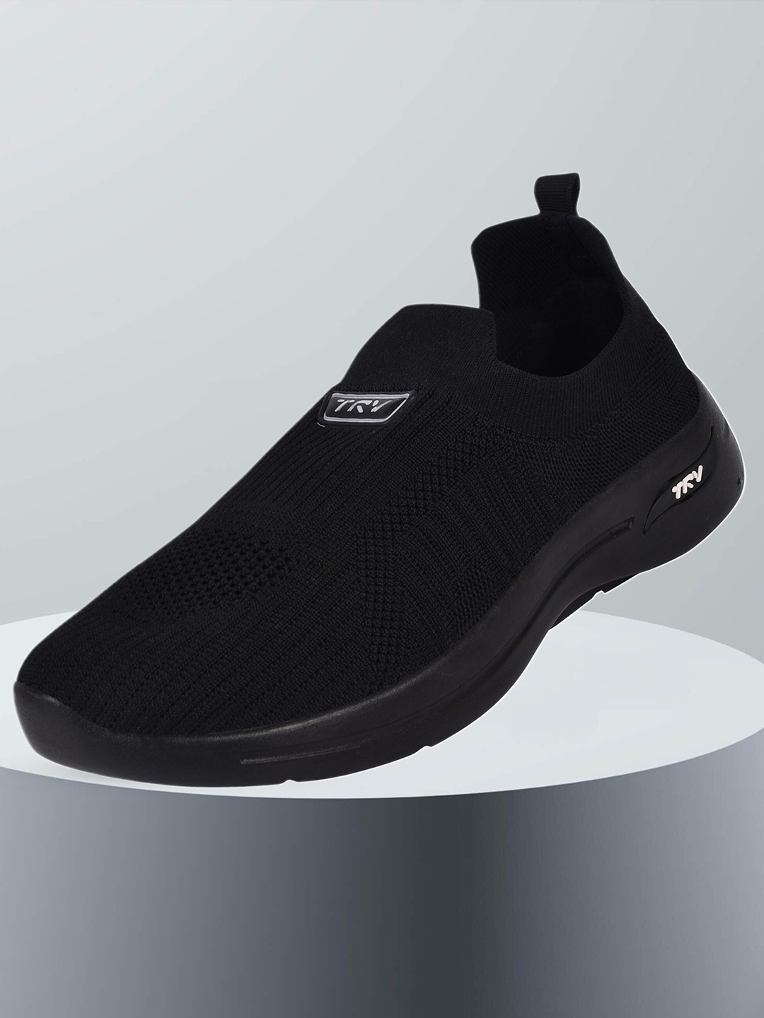 

TRV Men Textured Slip-On Walking Shoes, Black