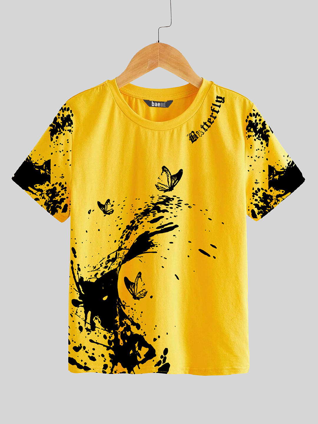 

BAESD Boys Graphic Printed Cotton Round Neck Short Sleeves Applique T-shirt, Yellow
