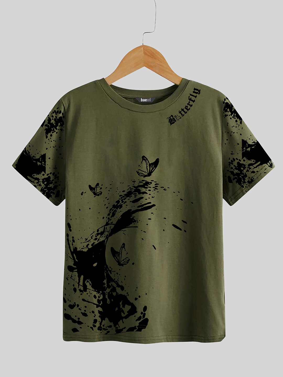

BAESD Boys Graphic Printed Round Neck Short Sleeves Cotton T-shirt, Olive