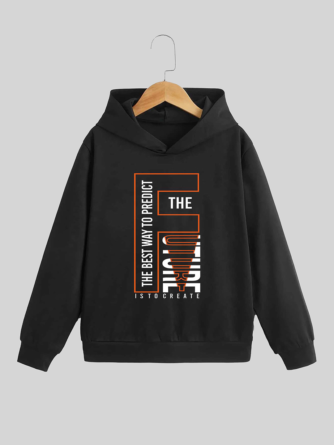 

BAESD Boys Typography Printed Hooded T-shirt, Black