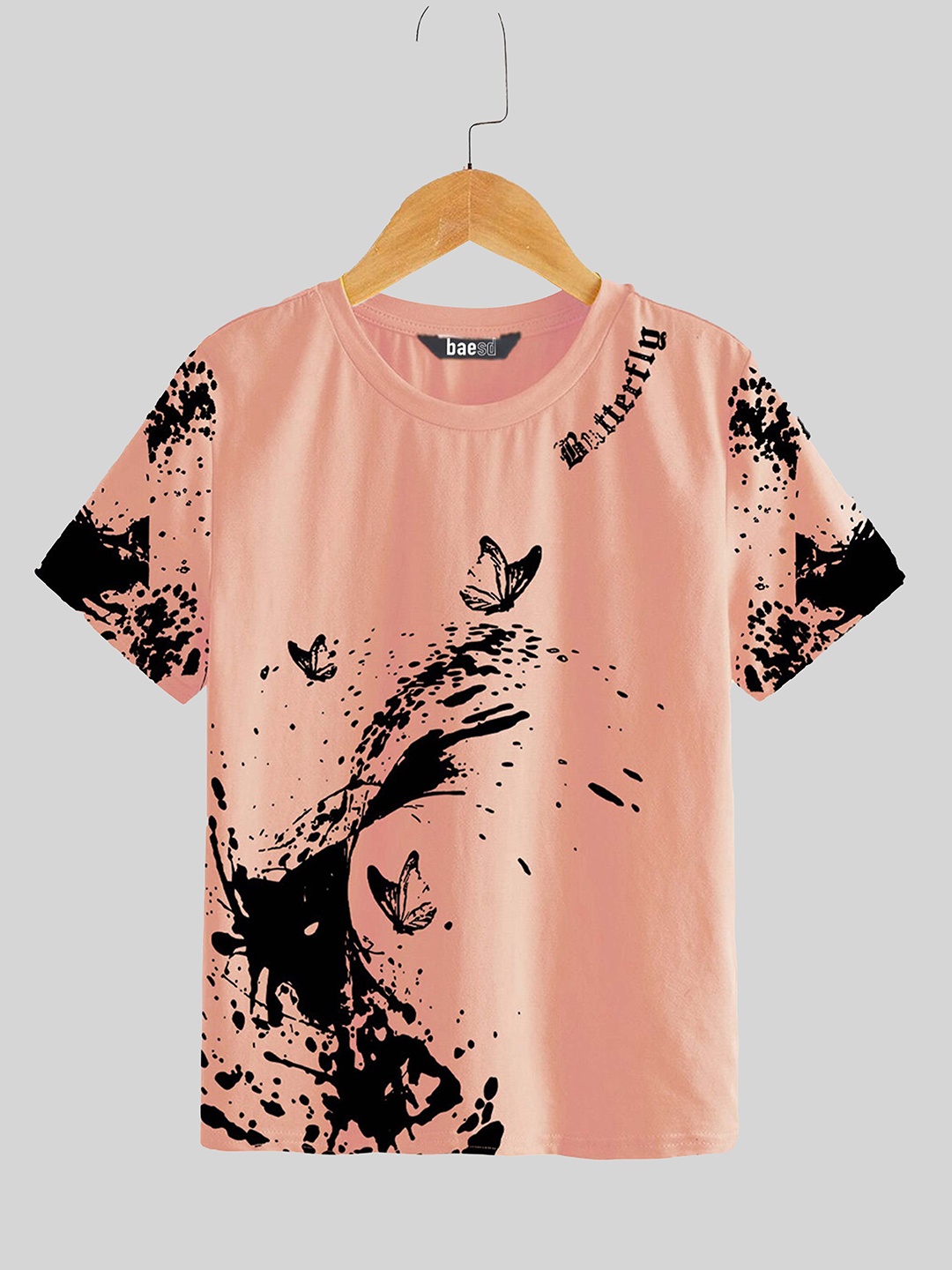 

BAESD Boys Graphic Printed Cotton Round Neck T-shirt, Pink