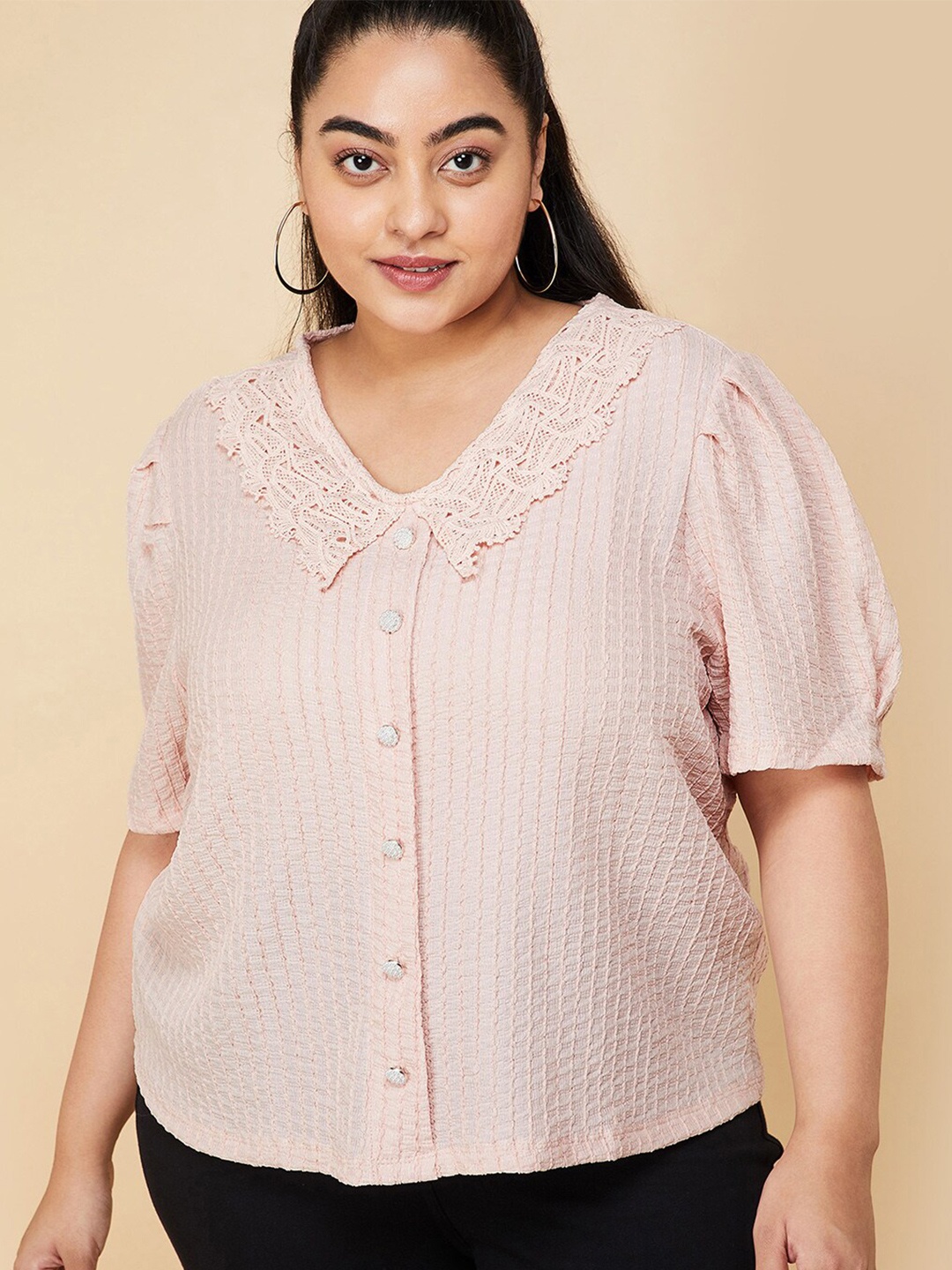 

max Plus Size Self Design Top, Pink