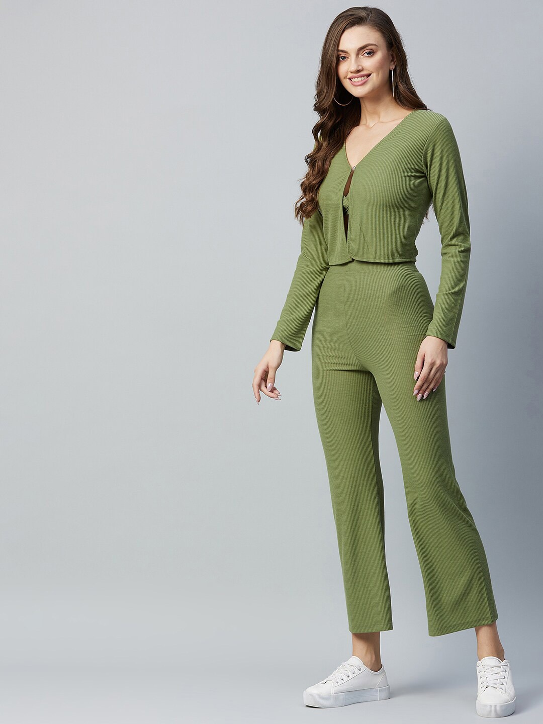 

DELAN Top & Flared Trouser Co-Ords, Green