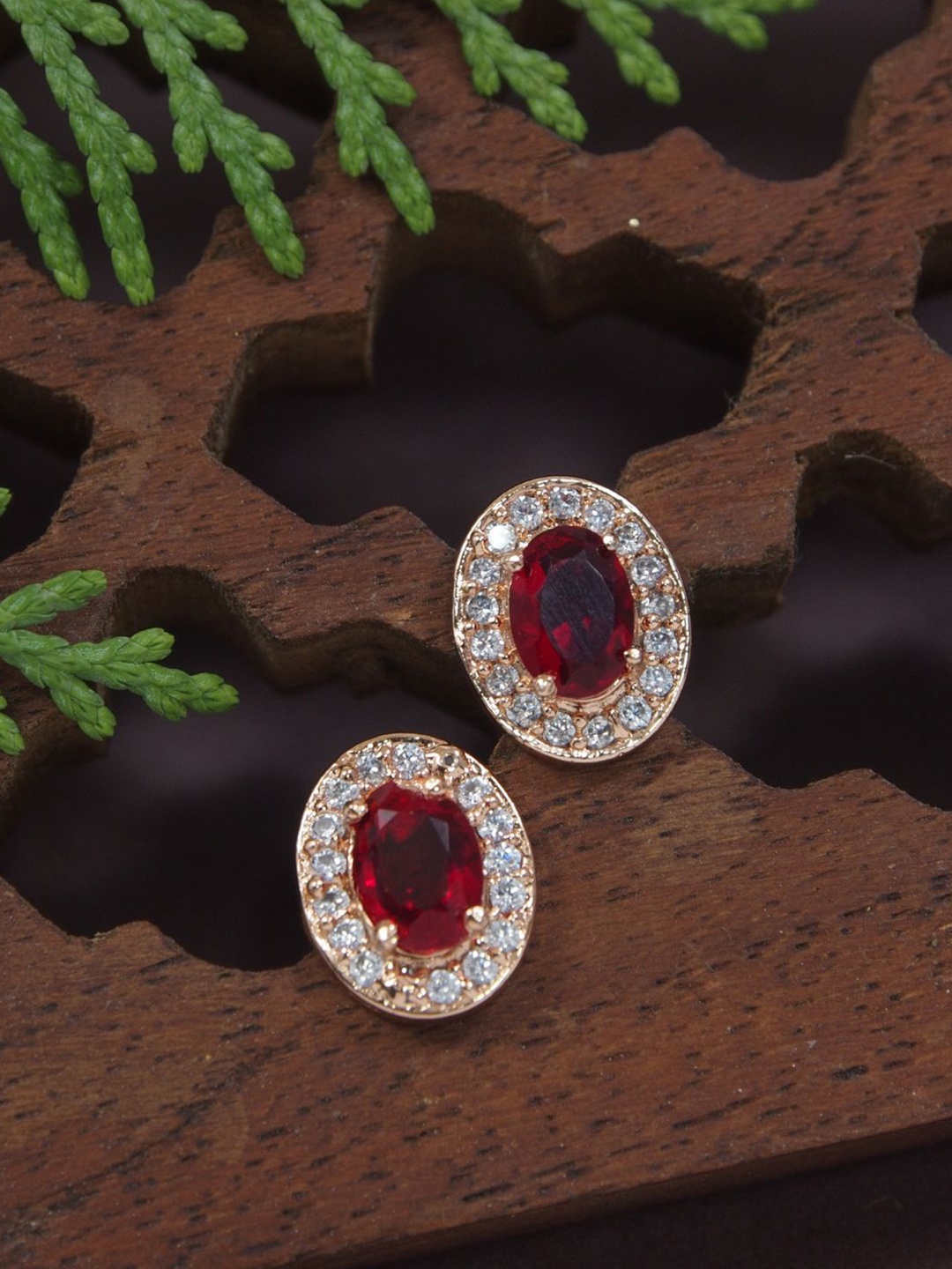 

I Jewels Rose Gold-Plated Contemporary Studs Earrings