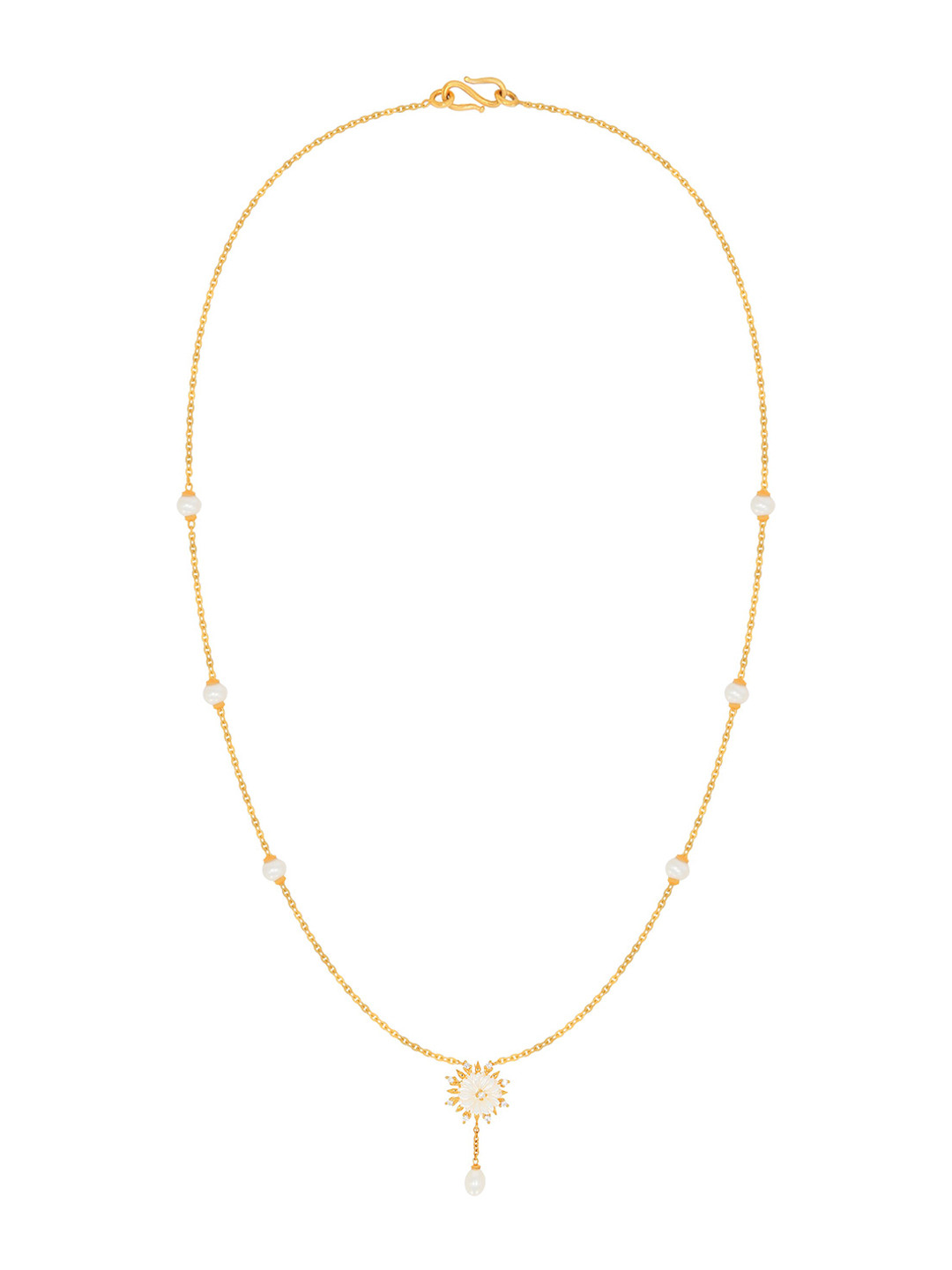 

BHIMA 22K Hallmark 916 Purity Yellow Gold Pearl Pendant Necklace