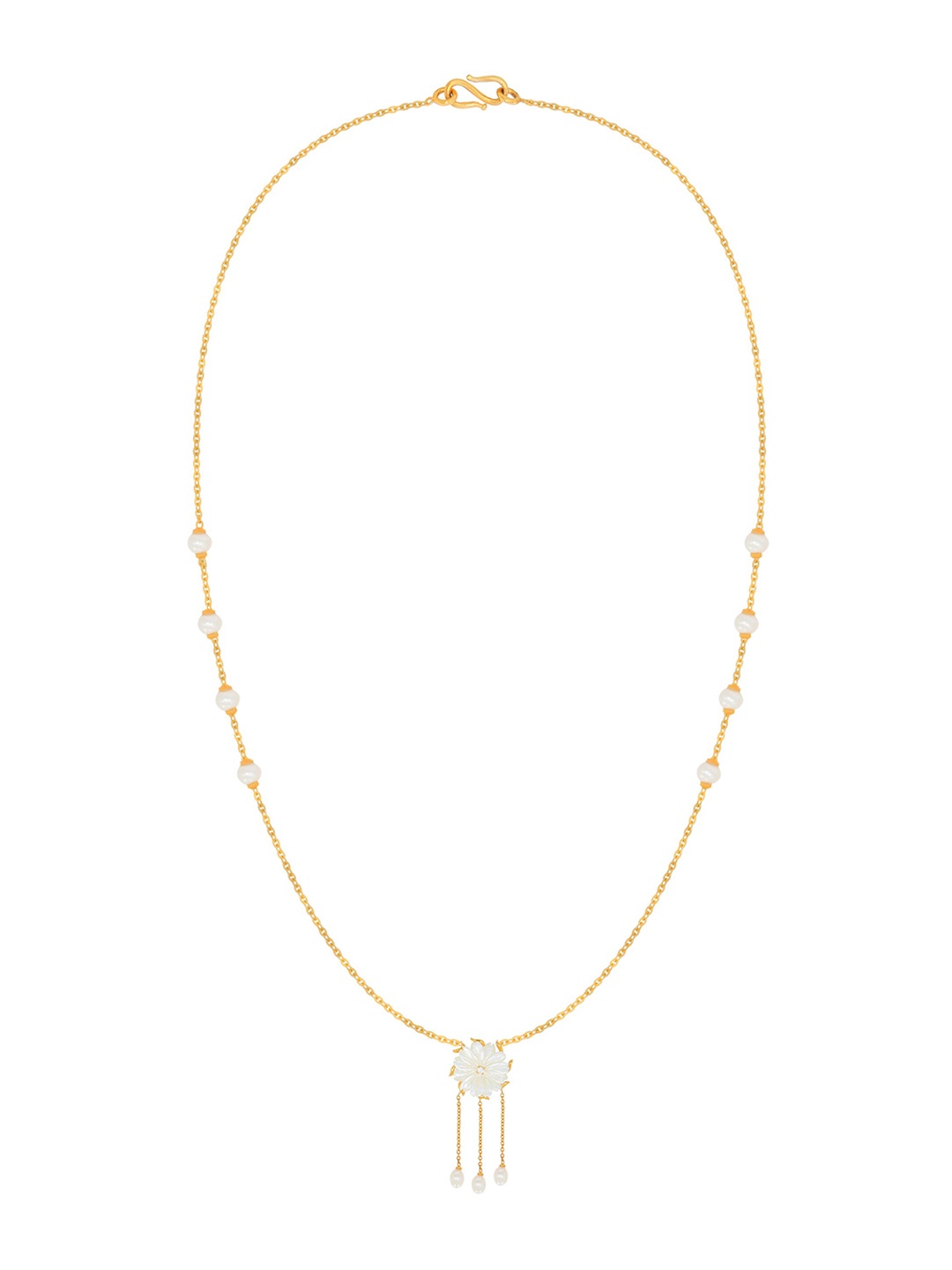 

BHIMA 22K Hallmark 916 Purity Yellow Gold Pearl Pendant Necklace