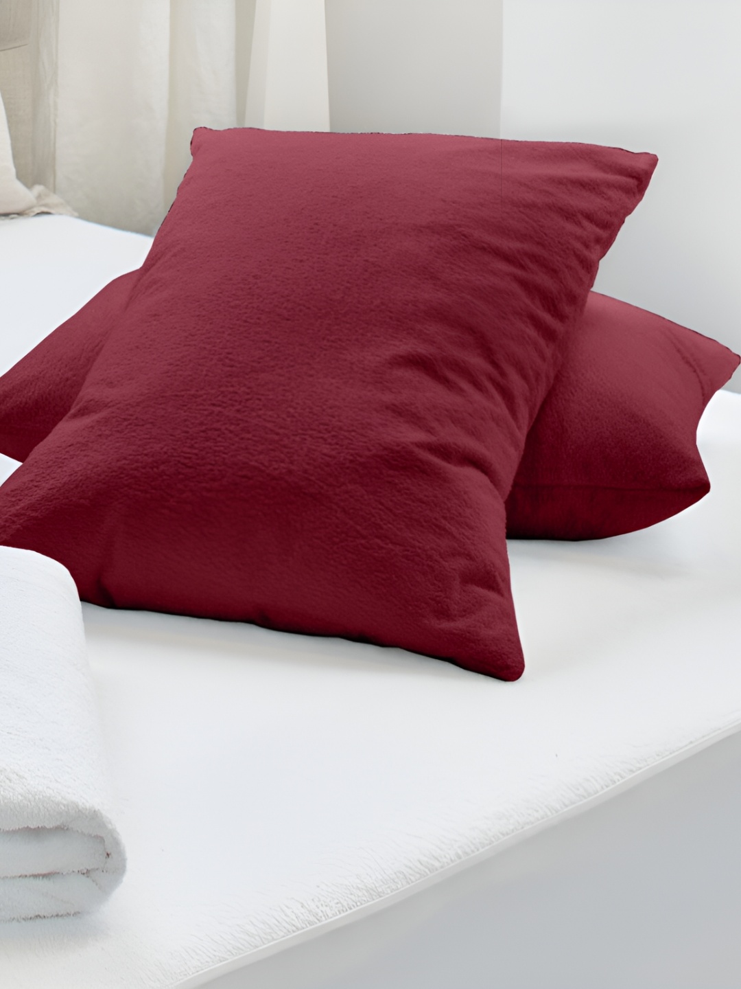 

CURIOUS LIFESTYLE Maroon 2 Pieces Pure Cotton Rectangle Pillow Covers
