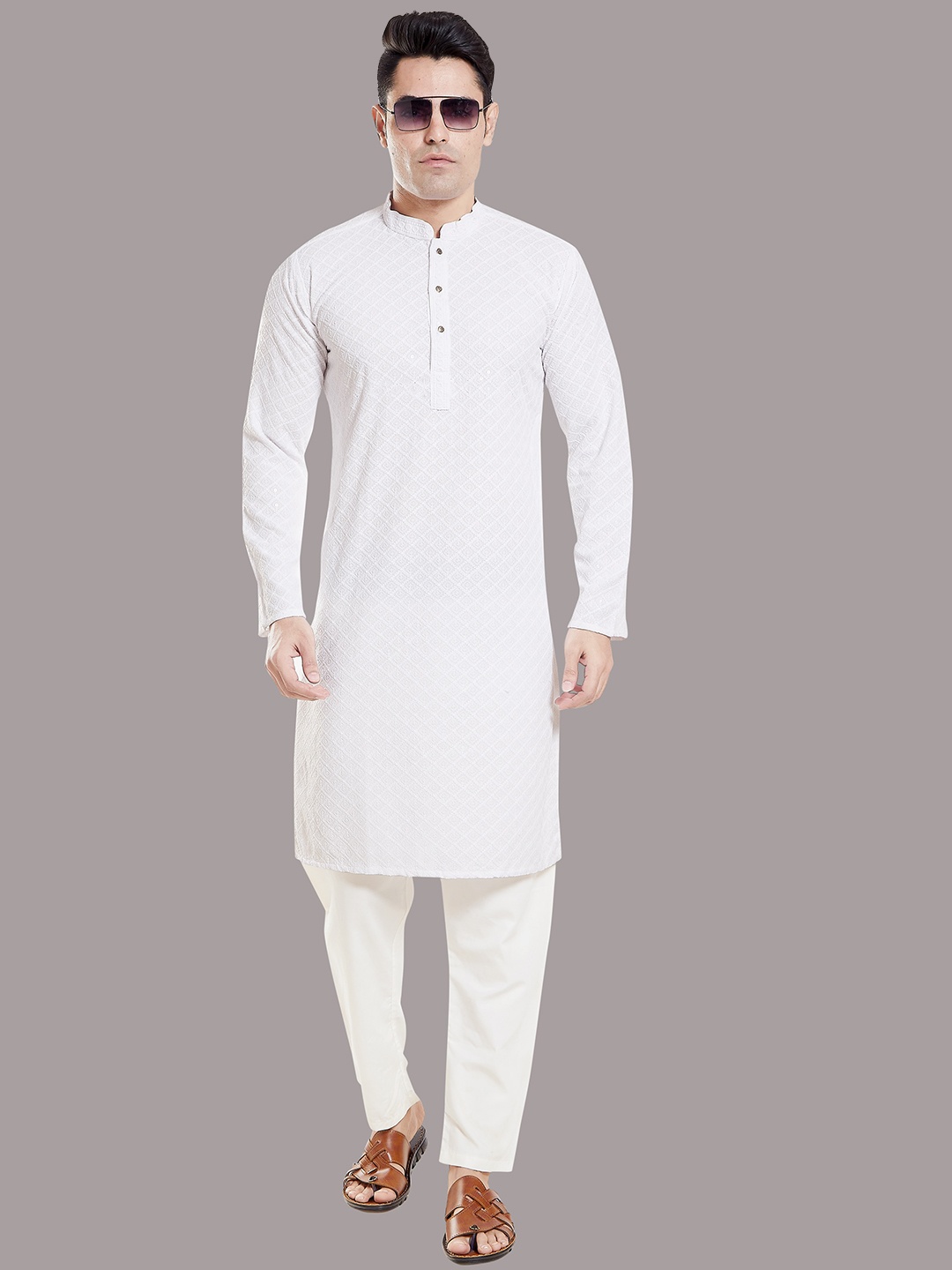 

Rani Saahiba Ethnic Woven Design Straight Kurta, White