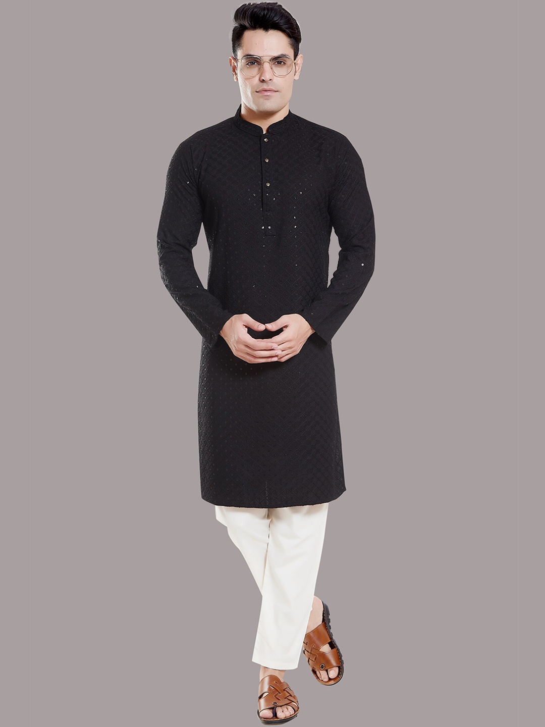 

Rani Saahiba Mirror Work Straight Kurta, Black