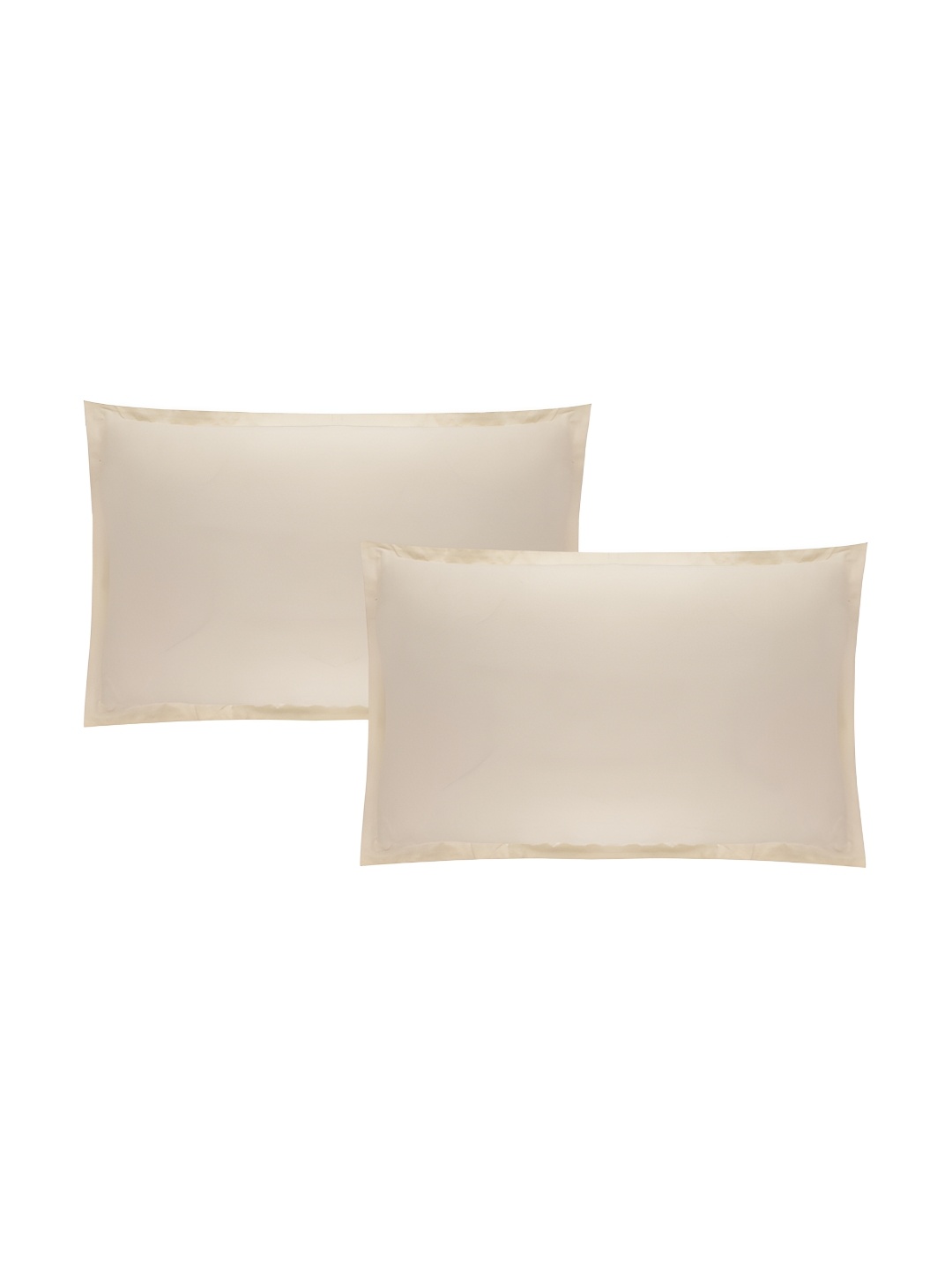 

Trance Home Linen Cream-Coloured 2 Pieces Solid Pure Cotton Rectangle Pillow Covers