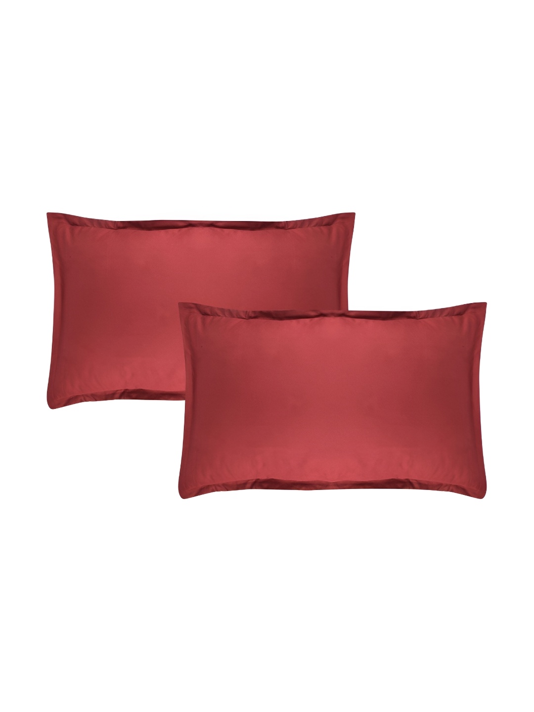 

Trance Home Linen Maroon 2 Pieces Solid Pure Cotton Rectangle Pillow Covers