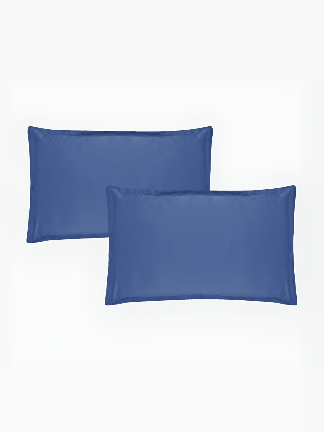 

Trance Home Linen Blue 2 Pieces Solid Pure Cotton Rectangle Pillow Covers