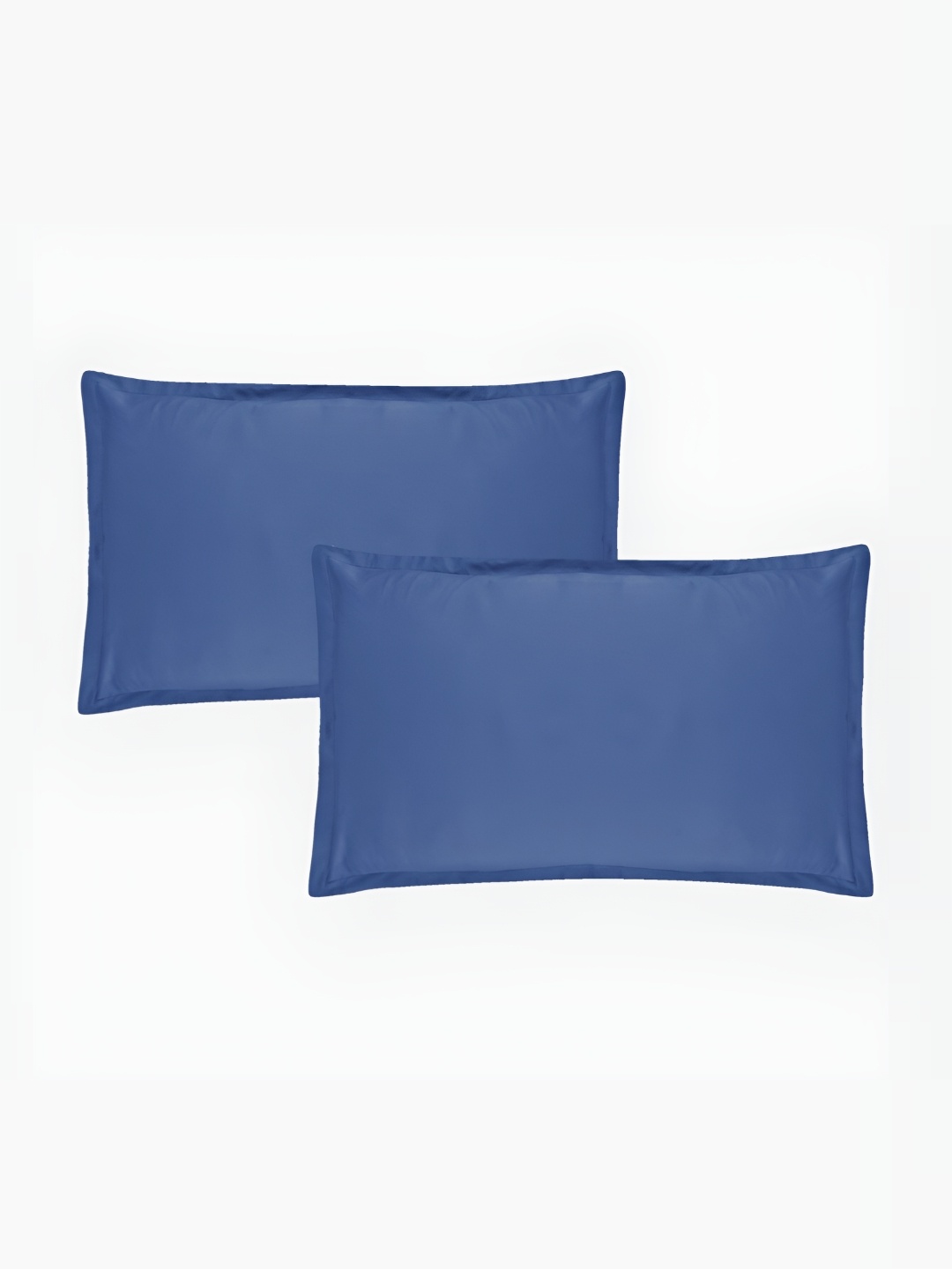 

Trance Home Linen Blue 2 Pieces Solid Pure Cotton Rectangle Pillow Covers