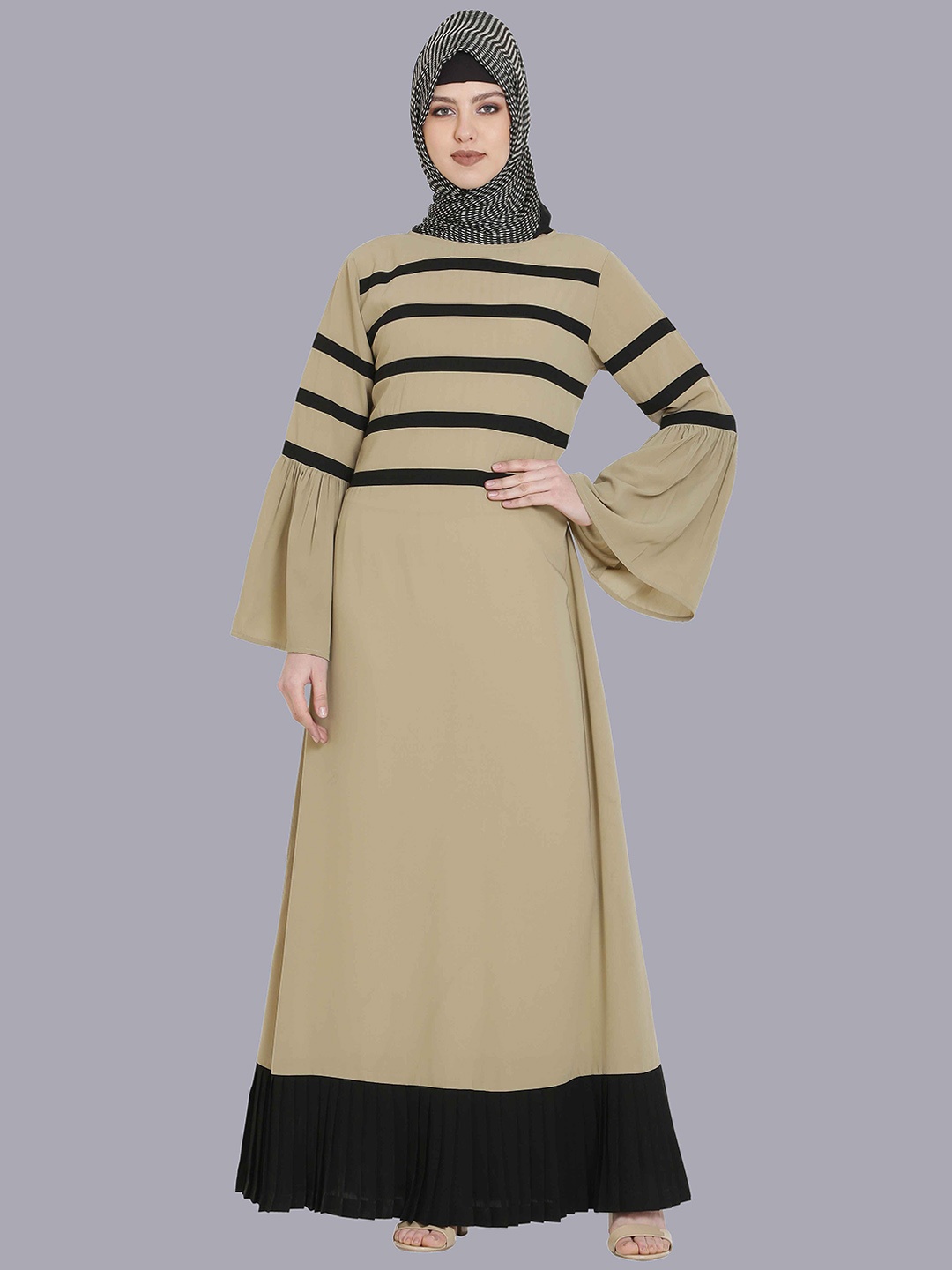 

MOMIN LIBAS Round Neck Abaya Burqa, Beige