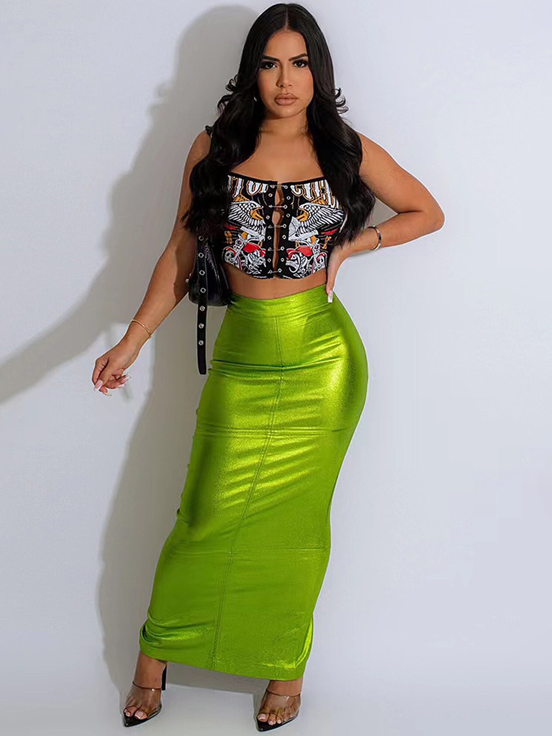 

LULU & SKY Straight Maxi Skirts, Green
