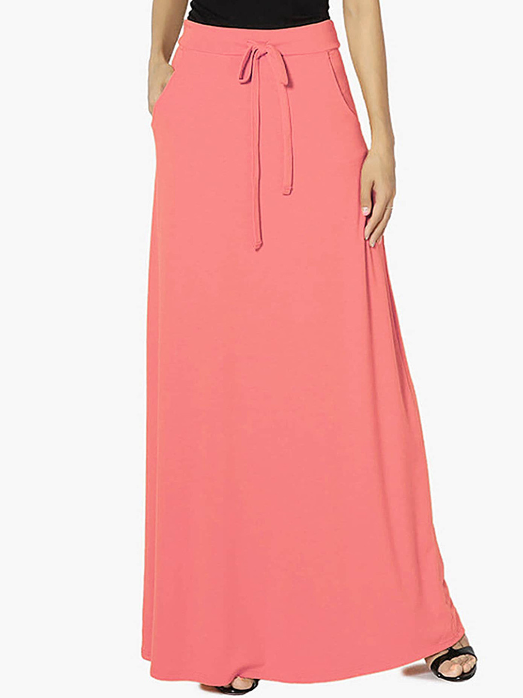 

LULU & SKY Drawstring Waist Flared Maxi Skirt, Pink