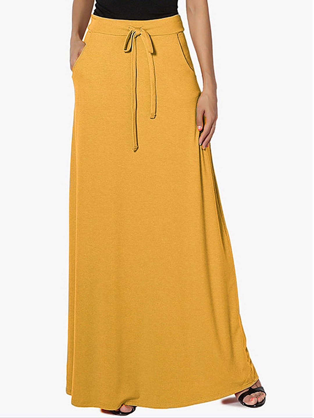 

LULU & SKY High-Waist A-Line Maxi Skirt, Orange