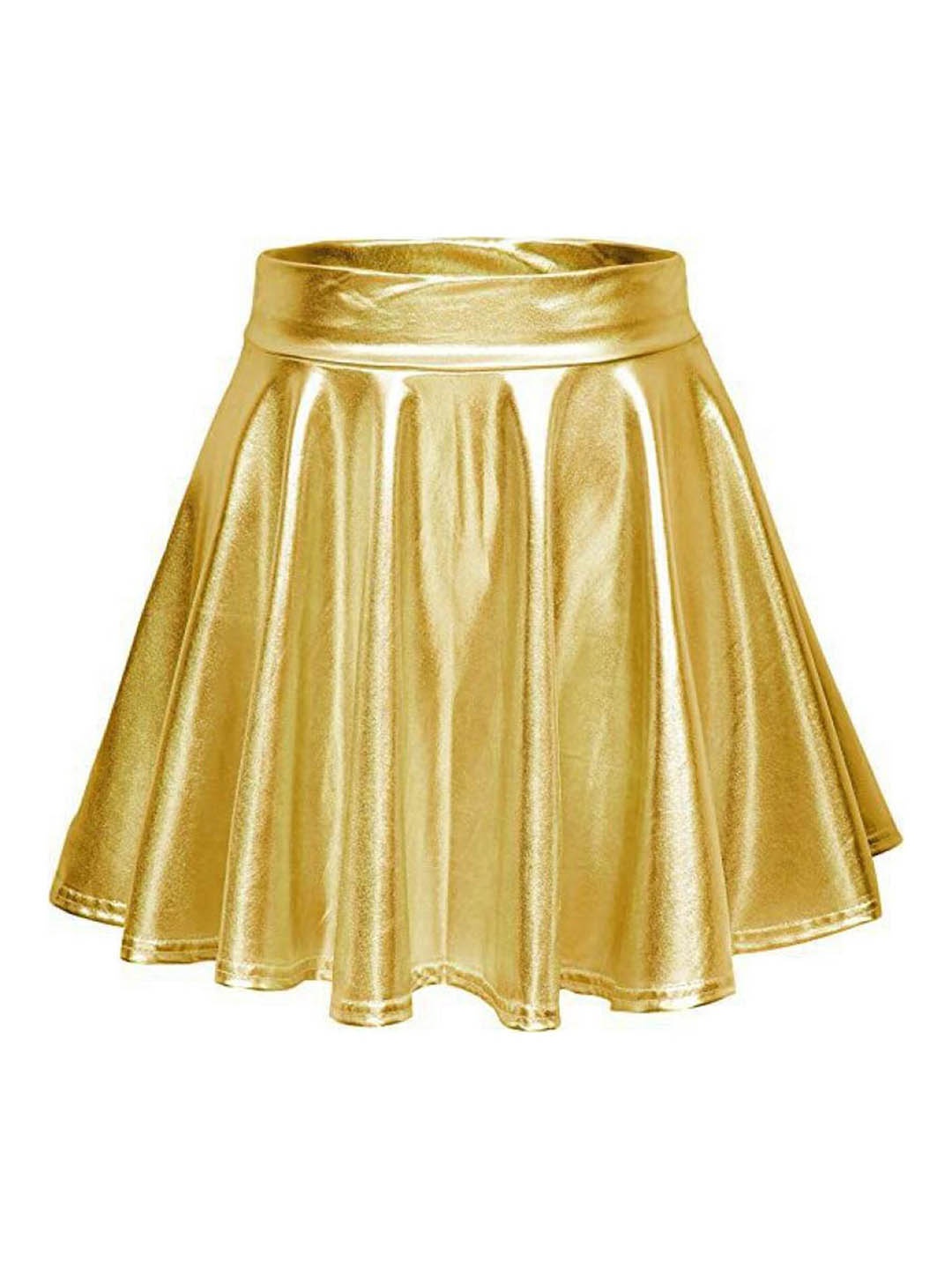 

LULU & SKY High-Waist Pleated A-Line Skirt, Gold
