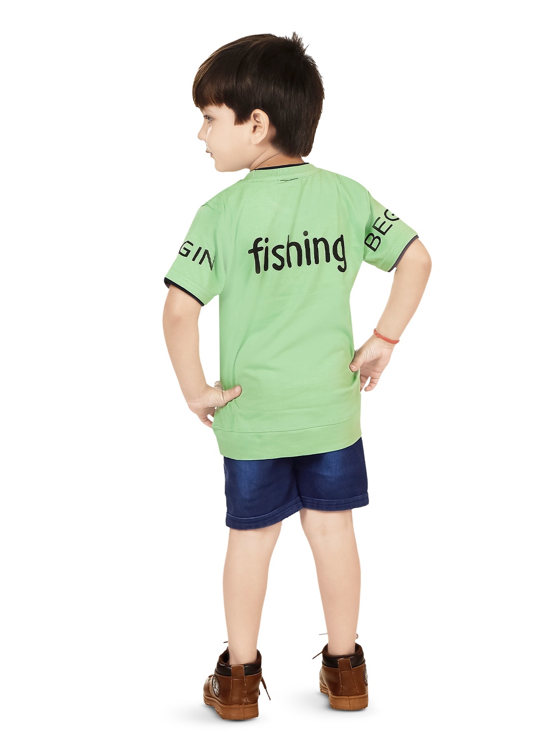 

BAESD Boys Printed T-shirt with Shorts, Green