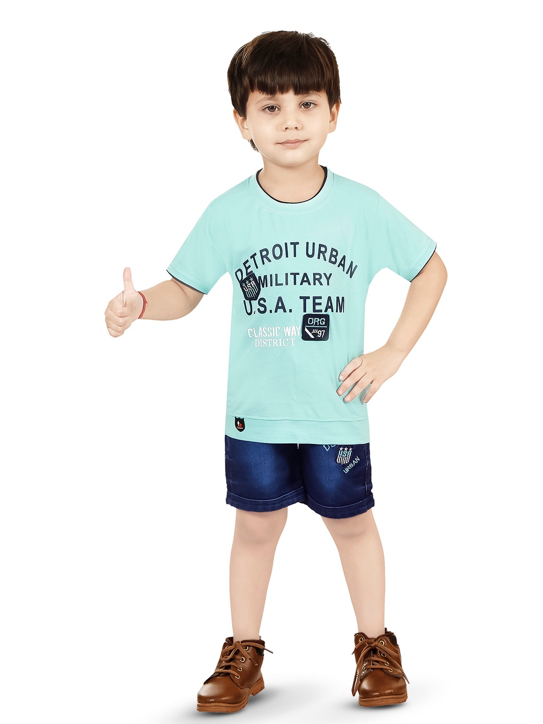 

BAESD Boys Printed T-shirt with Shorts, Blue