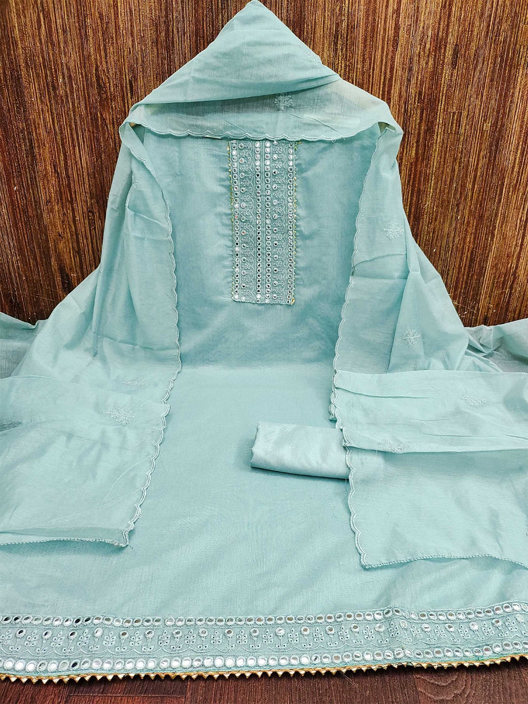 

Panzora Embroidered Unstitched Dress Material, Blue
