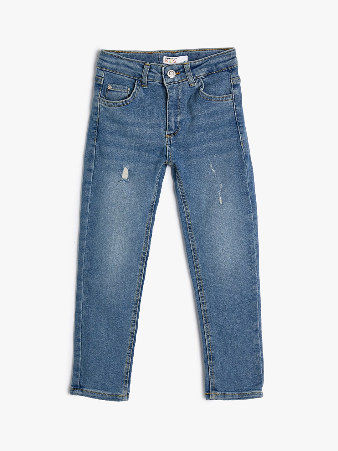 

Koton Boys Slim Fit Low Distress Light Fade Jeans, Blue