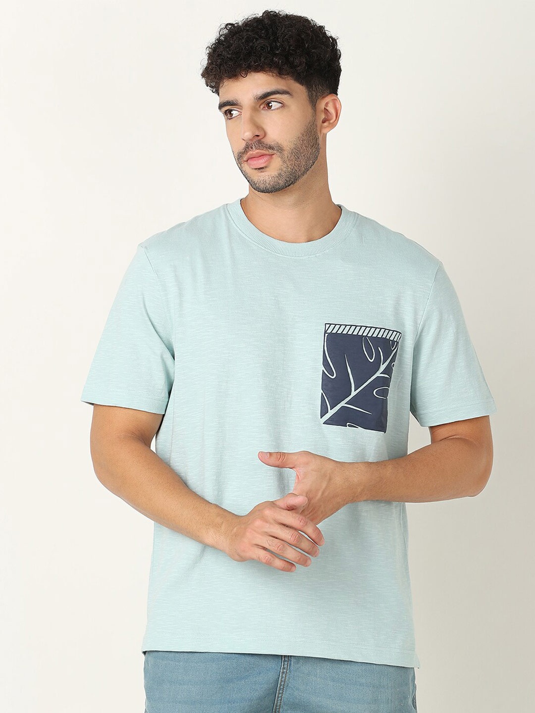 

R&B Pocket Detailing Printed Cotton T-shirt, Green
