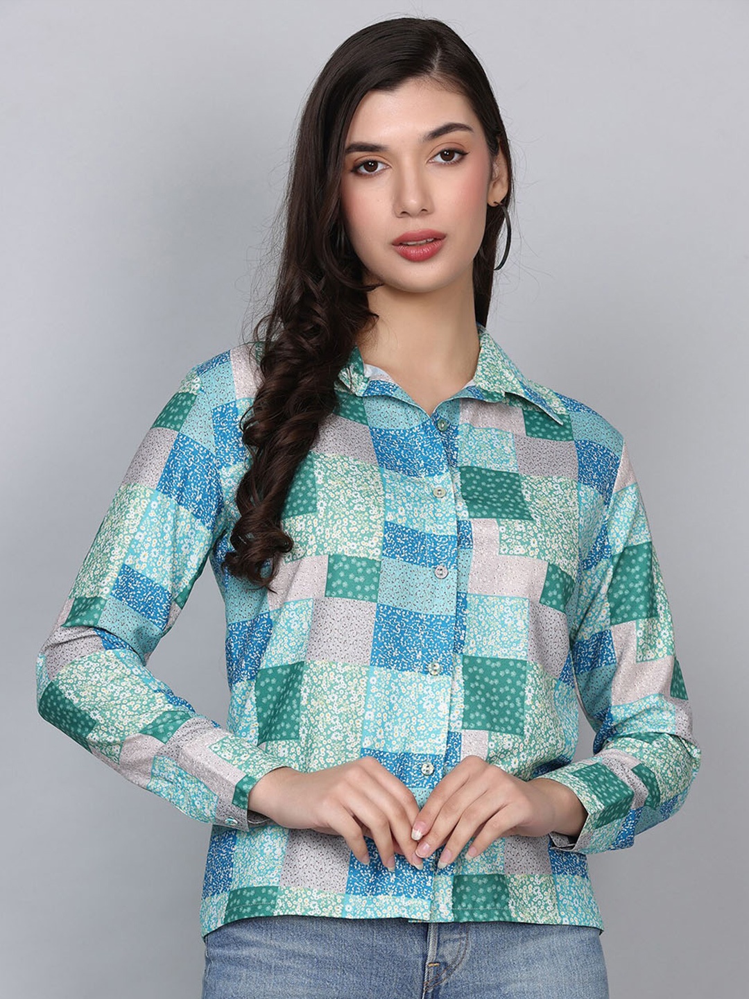 

HAUTEQUE Modern Opaque Patch Printed Casual Shirt, Blue