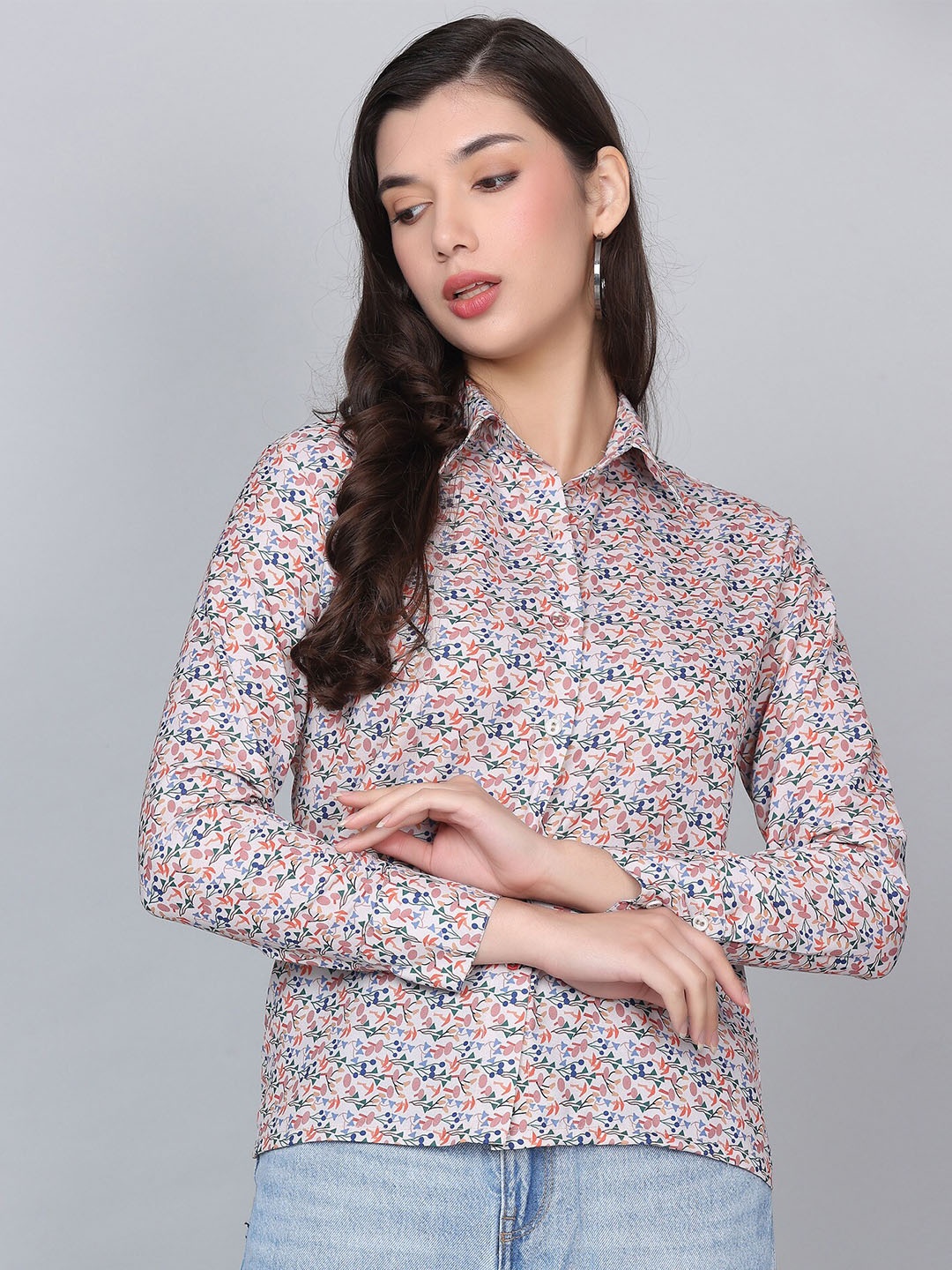 

HAUTEQUE Modern Opaque Printed Casual Shirt, Beige