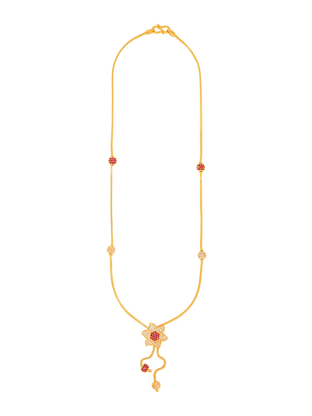 

BHIMA 22K Hallmark 916 Purity Yellow Gold Floral Pendant Necklace