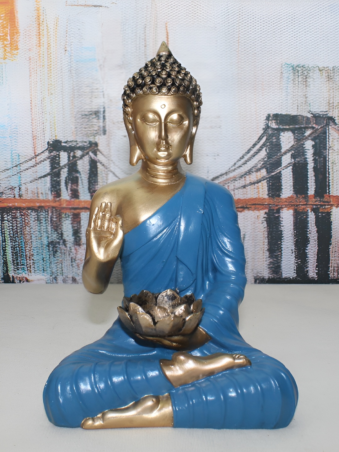 

Vikarafty Blue Buddha Idol Showpiece