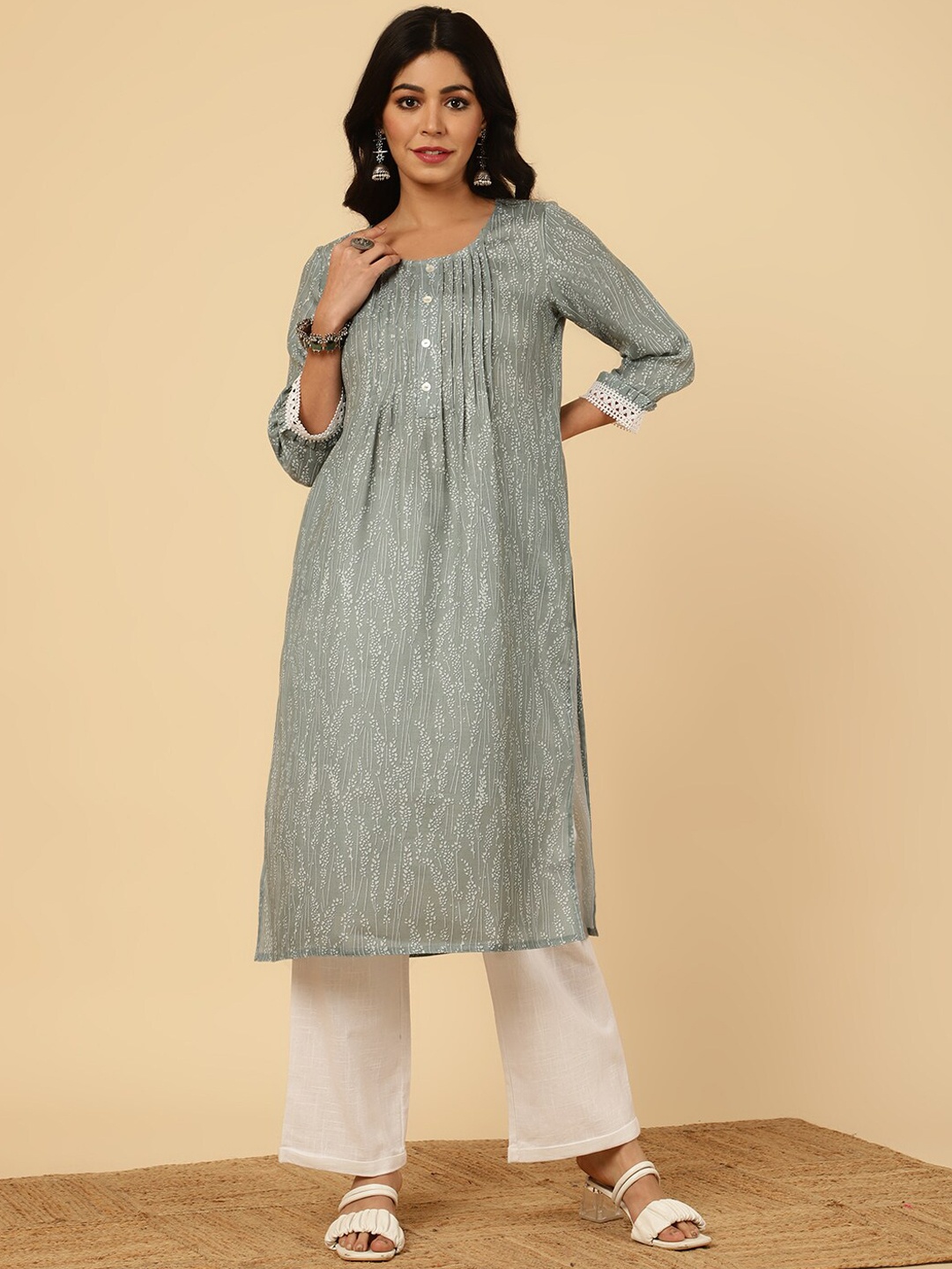 

Jaipur Kurti Floral Printed Kurta, Grey