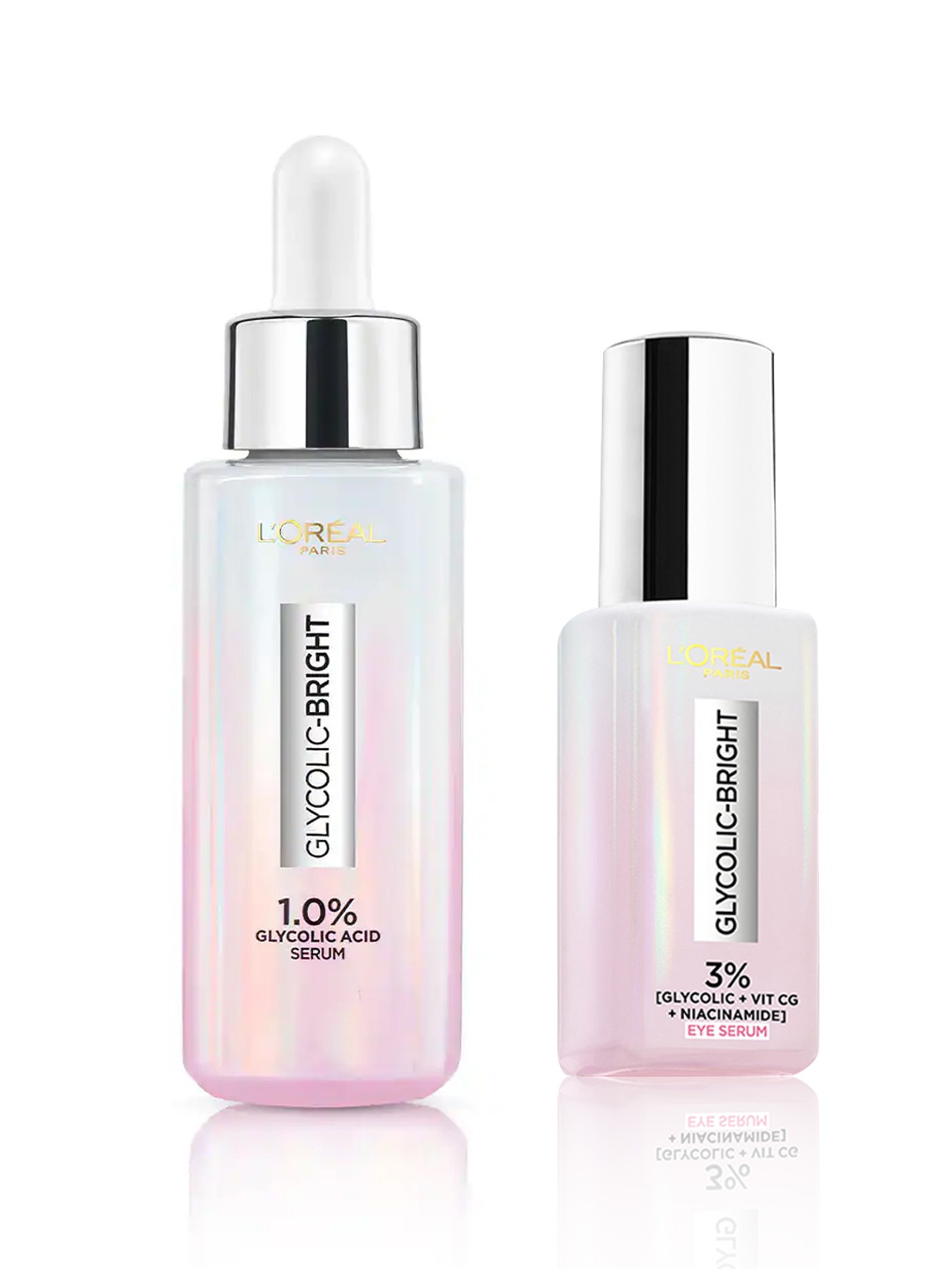 

LOreal Paris Glycolic Bright Face & Eye Serum Duo, Pink