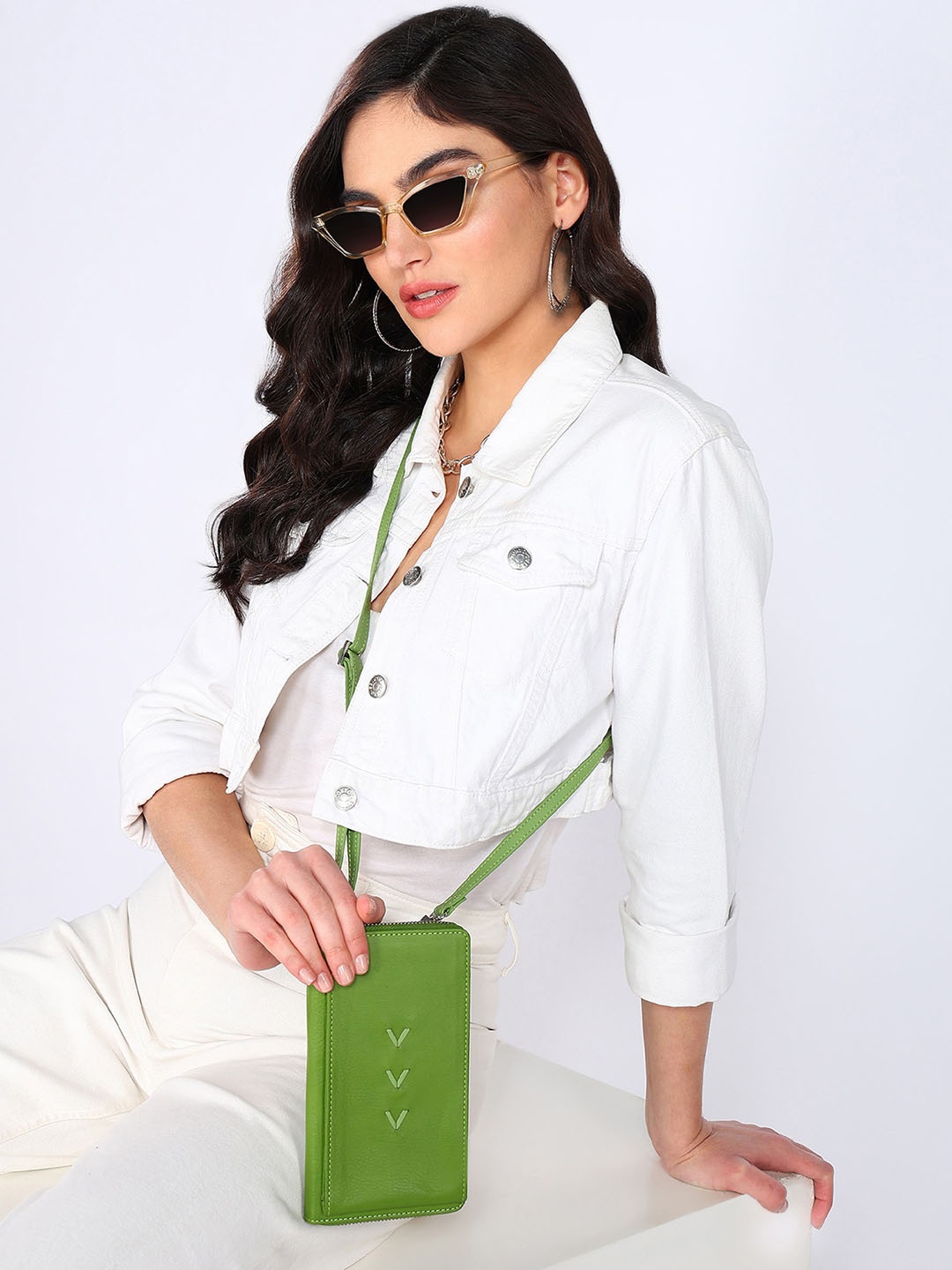 

Sassora Women Leather Zip Around Wallet, Green