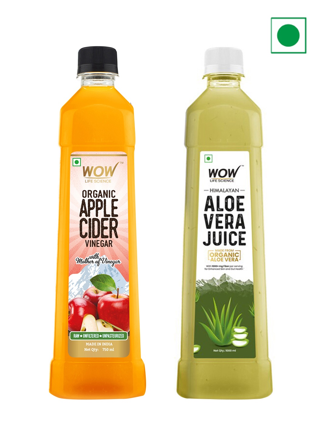 

WOW Life Science Himalayan Aloe Vera Juice 1L & Organic Apple Cider Vinegar 750ml, Orange