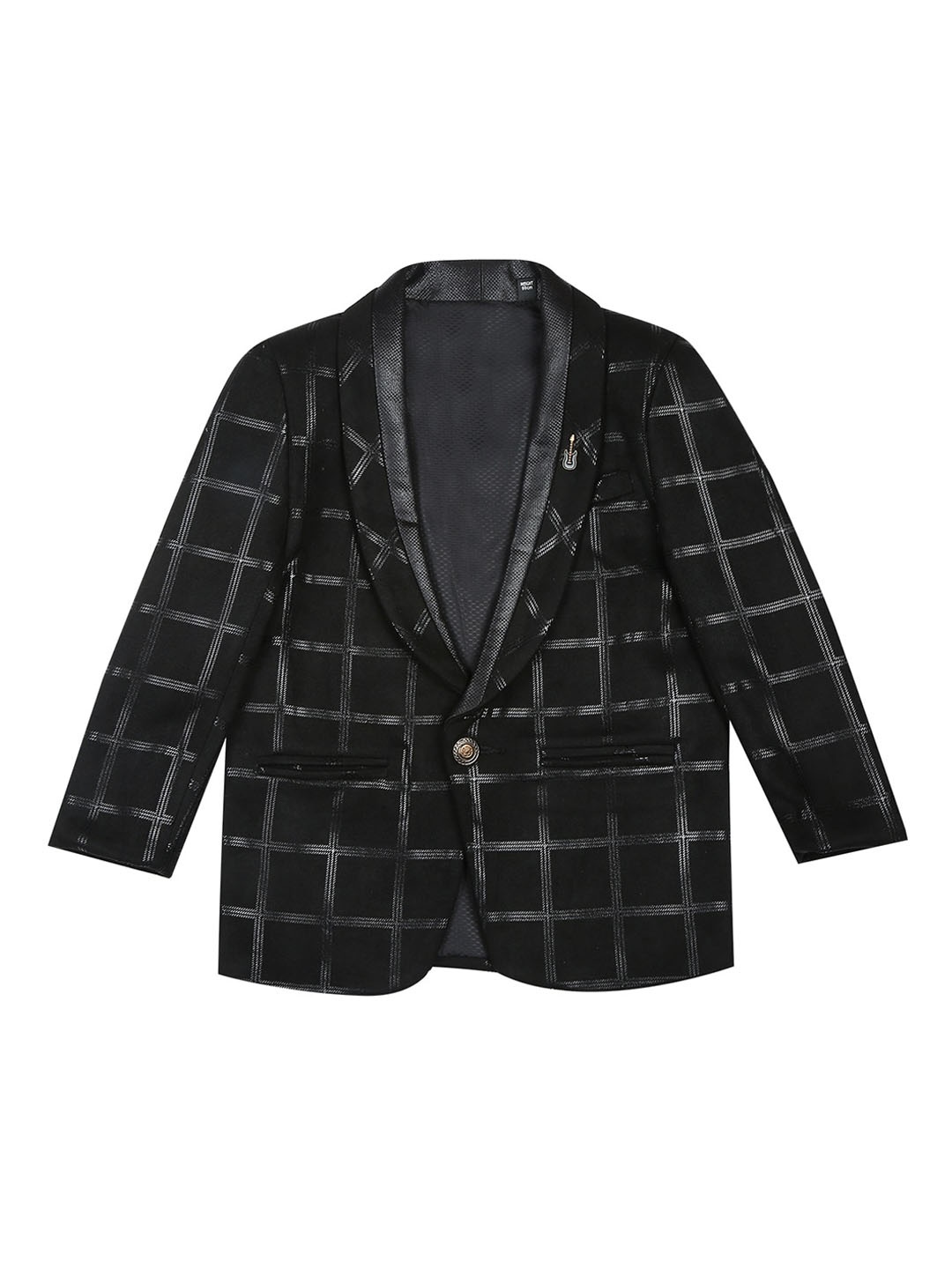 

Actuel Boys Checked Single Breasted Blazer With T-Shirt, Black