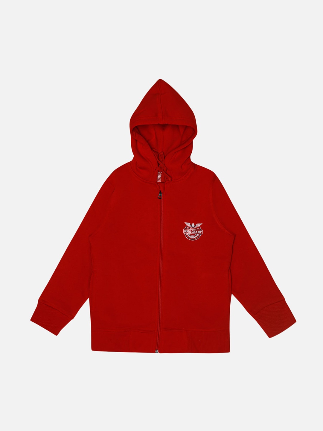 

Bodycare Boys Typography Printed Long Sleeves Hooded Bomber Jacket, Red