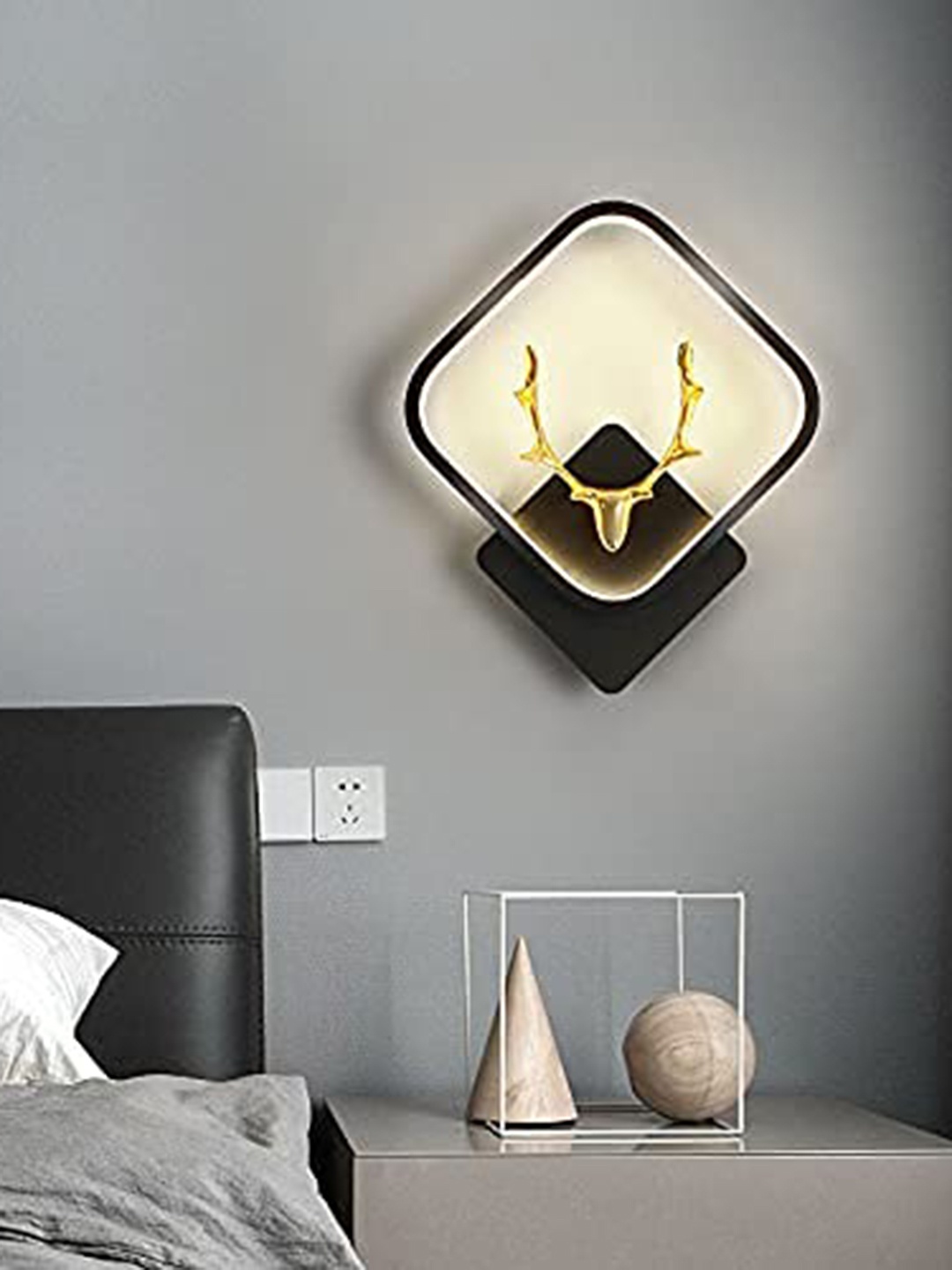 

ZOREZA Black Aluminium Quirky Square Shaped Deer Wall Lamp