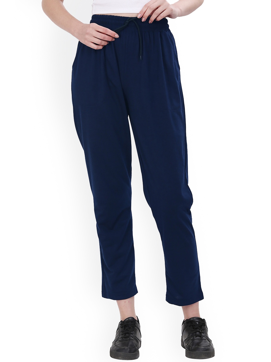 

Fashionable Women Cotton Mid Rise Track Pant, Navy blue